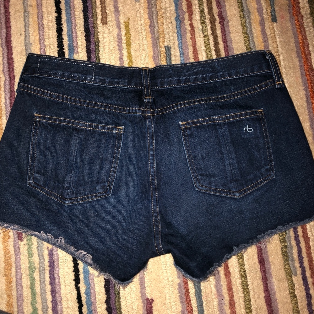 Rag & Bone Dark Denim Distressed Jean Shorts - Picture 6 of 7